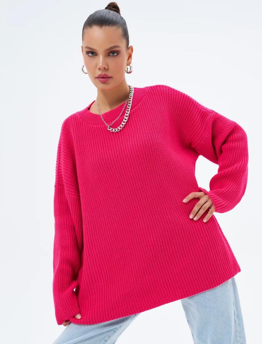 Damen Oversized Strickpullover mit strukturiertem Design und lässigem Schnitt Merchesia