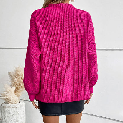 Damen Grobstrickpullover mit auffälligem Wellenmuster Merchesia