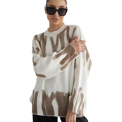 Damen Oversized Pullover mit kreativem Muster und weich strukturiertem Material Merchesia