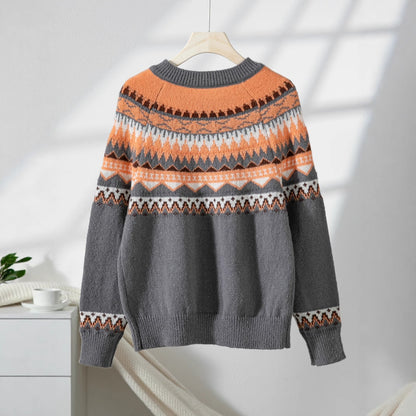 Damen Strickjacke mit aufwendigen geometrischen Mustern und nachhaltigem Material Merchesia