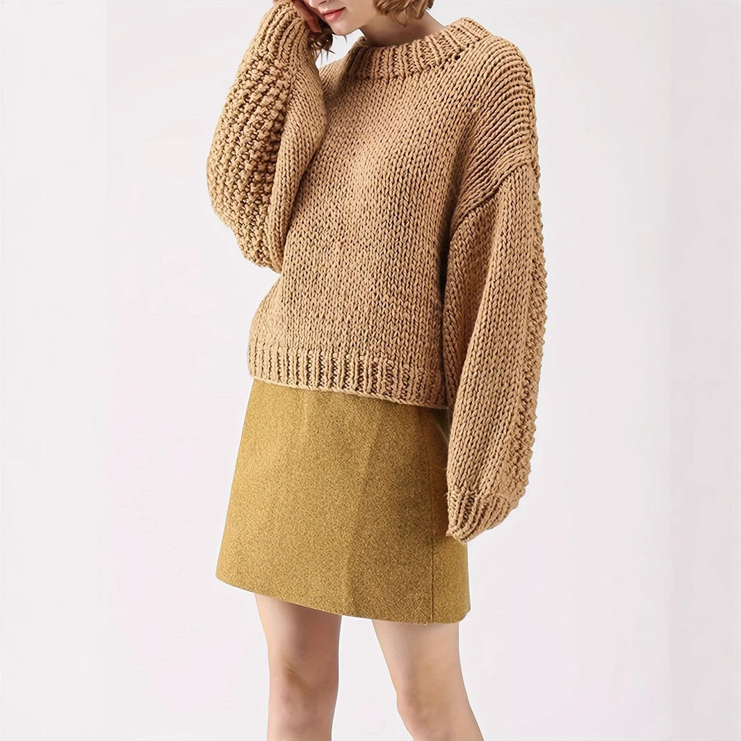 Damen Grobstrickpullover mit weitem Schnitt und Oversized-Ärmeln Merchesia