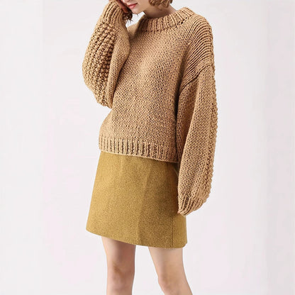 Damen Grobstrickpullover mit weitem Schnitt und Oversized-Ärmeln Merchesia