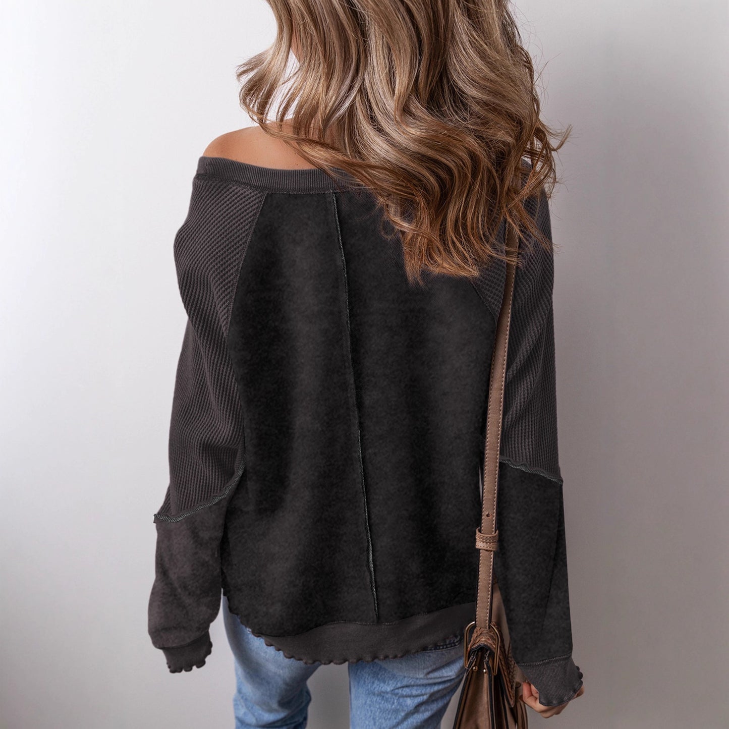 Damen lässiger Oversized-Pullover mit strukturiertem Material und weitem Schnitt Merchesia