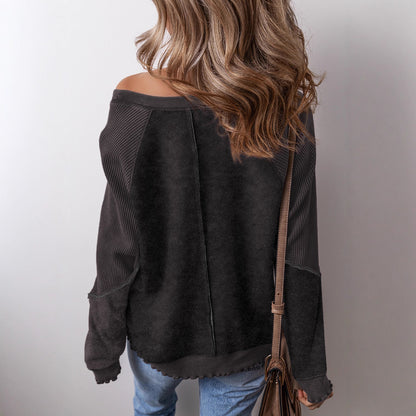 Damen lässiger Oversized-Pullover mit strukturiertem Material und weitem Schnitt Merchesia