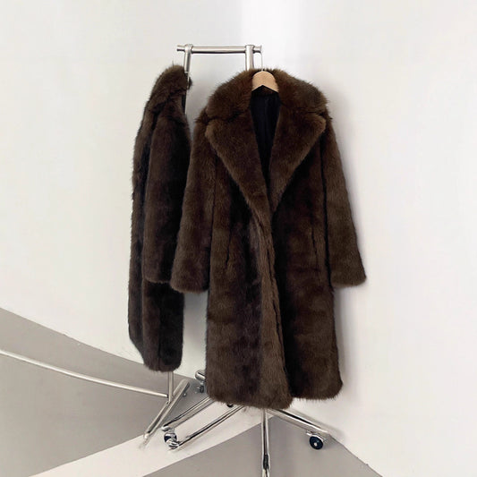 Damen Langhaarmantel für elegante Anlässe Merchesia