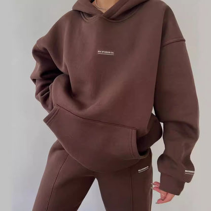 Damen lässiger oversized Kapuzenpullover mit praktischer Kängurutasche Merchesia
