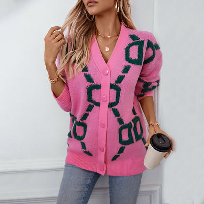 Damen oversized Strickjacke mit auffälligem Design und Knöpfen Merchesia