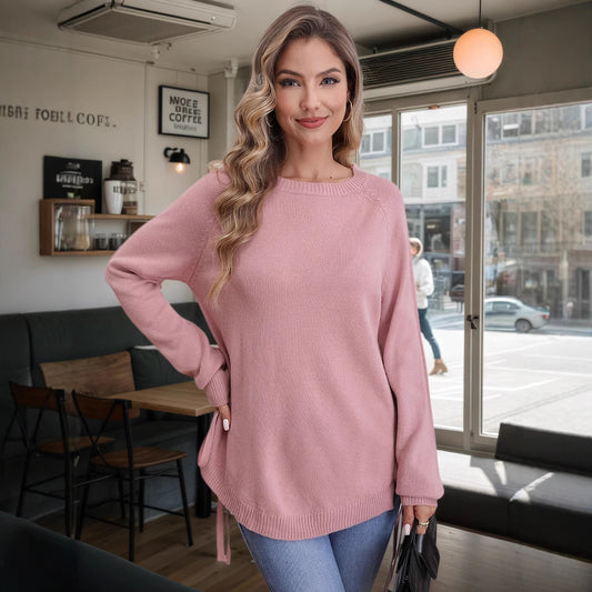 Damen modischer Pullover mit seitlichen Bindebändern Merchesia