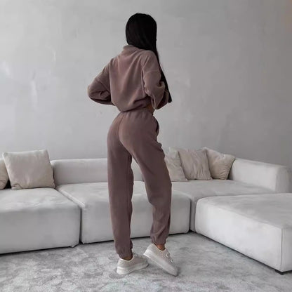 Damen Freizeitlicher Fleece-Pullover mit halber Knopfleiste und lässigem Schnitt Merchesia