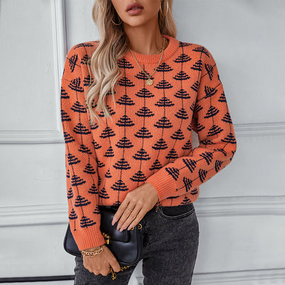 Damen Strickpullover mit verspieltem Baumdesign und weichem Material Merchesia