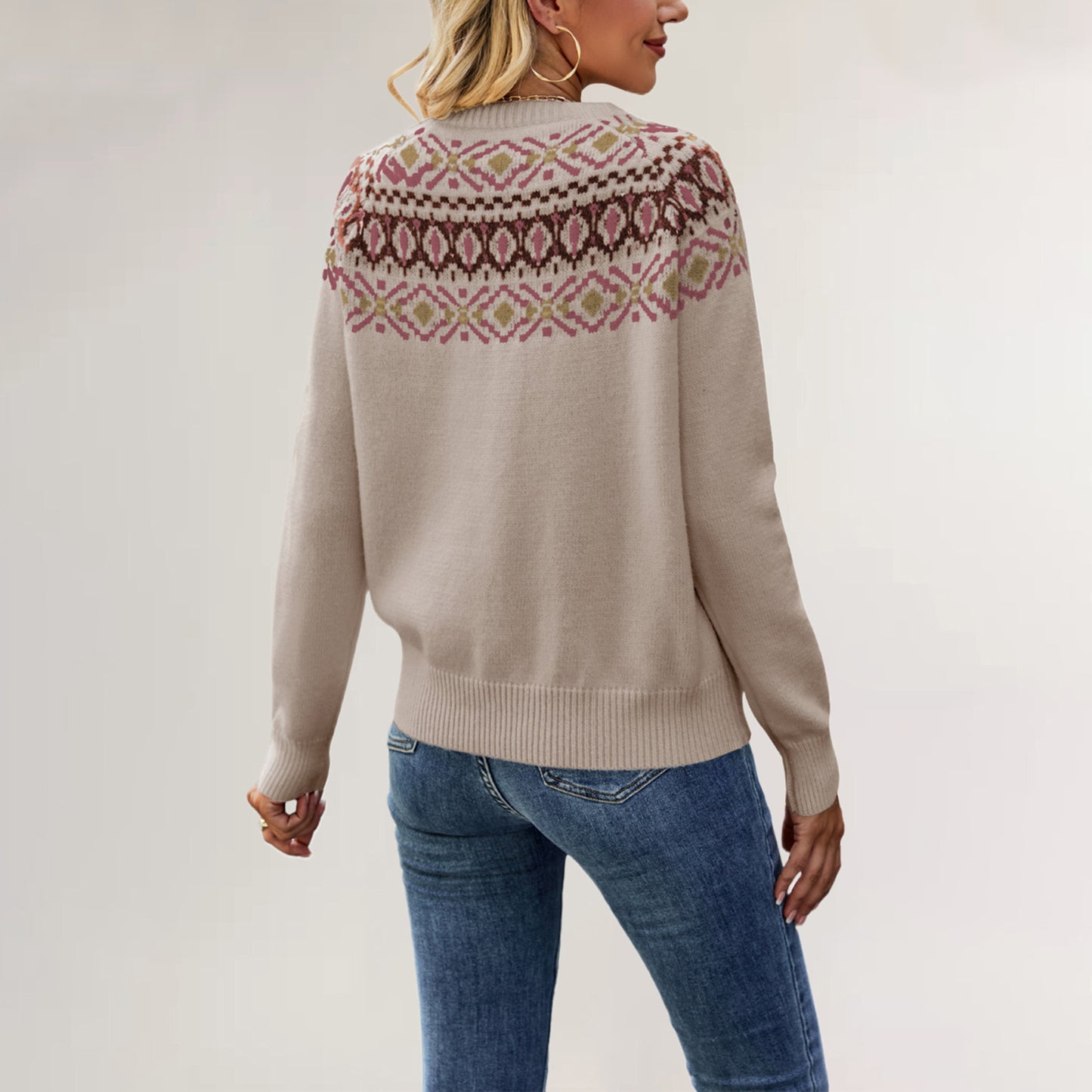 Damen Strickpullover mit trendy Muster Merchesia