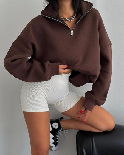 Damen Sweatshirt mit hohem Kragen und Reißverschluss Merchesia
