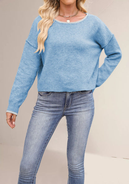 Damen lässiger Pullover mit weitem Schnitt und sanften Texturen Merchesia