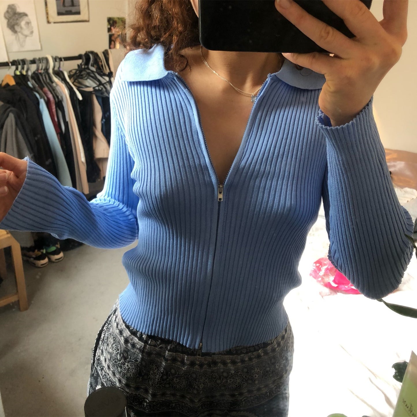 Damen Strickjacke mit Reißverschluss und Kragen Merchesia