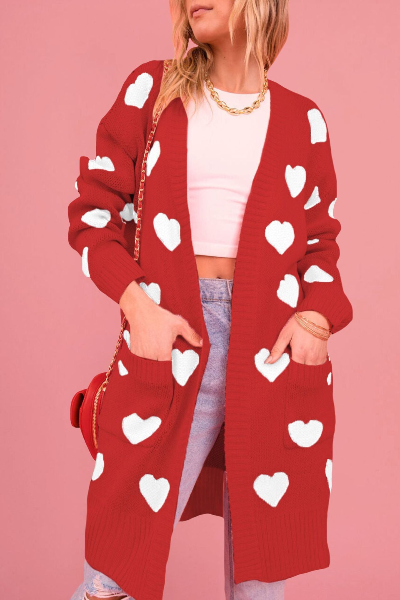 Damen Strickjacke mit Herzen Merchesia