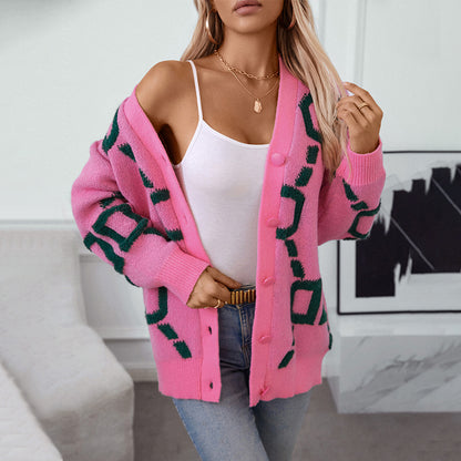 Damen oversized Strickjacke mit auffälligem Design und Knöpfen Merchesia