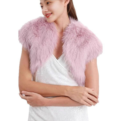 Damen Flauschige Kunstpelzweste im offenen Design Merchesia