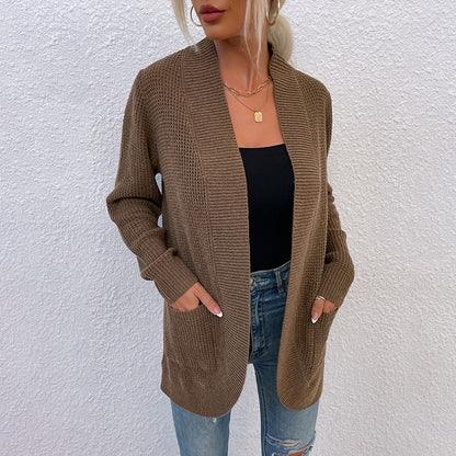 Damen Strickjacke mit lässiger Passform und offenen Taschen Merchesia