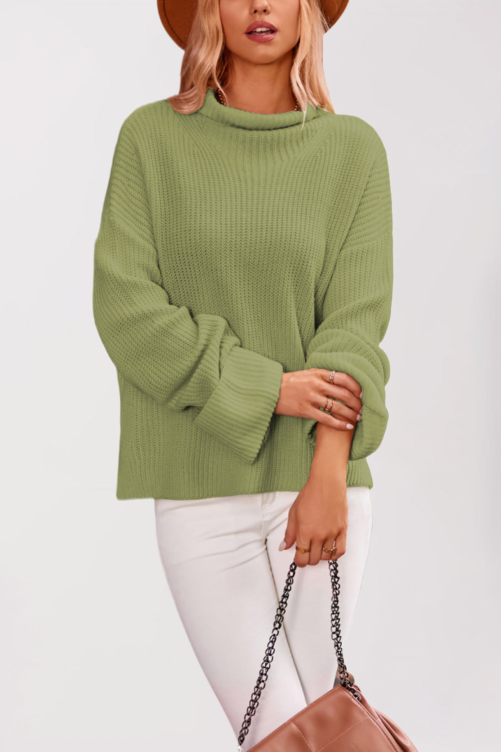 Damen Baumwoll-Pullover mit hohem Kragen Merchesia