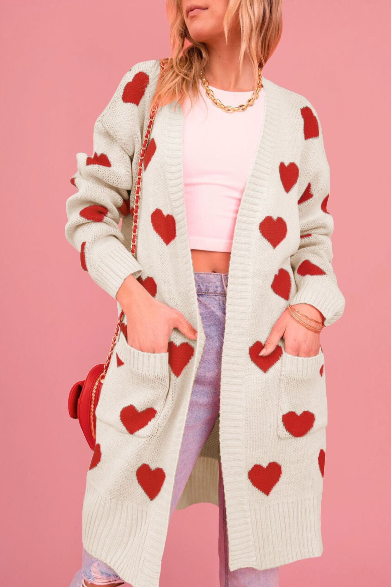 Damen Strickjacke mit Herzen Merchesia