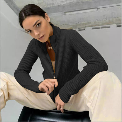 Damen Strickjacke mit hohem Kragen Merchesia