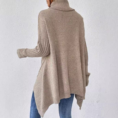 Damen lässiger Pullover mit Stehkragen und asymmetrischem Schnitt Merchesia