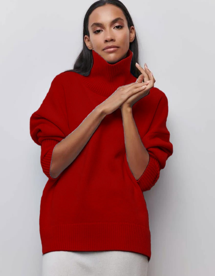 Damen Oversized Rollkragenpullover aus weichem Strick Merchesia