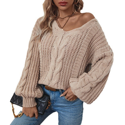 Damen Grobstrickpullover mit oversized Schnitt und Zopfmuster Merchesia