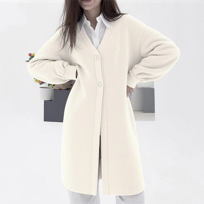 Damen gemütlicher Strickcardigan mit V-Ausschnitt und modischem Knopfverschluss Merchesia