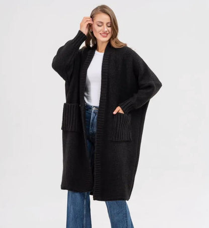 Damen Gemütlicher Strickmantel mit großen Taschen und oversized Schnitt Merchesia