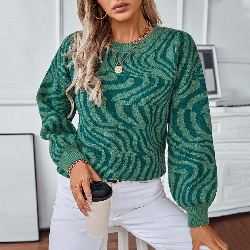 Damen modischer Strickpullover mit einzigartigem Wellenmuster Merchesia