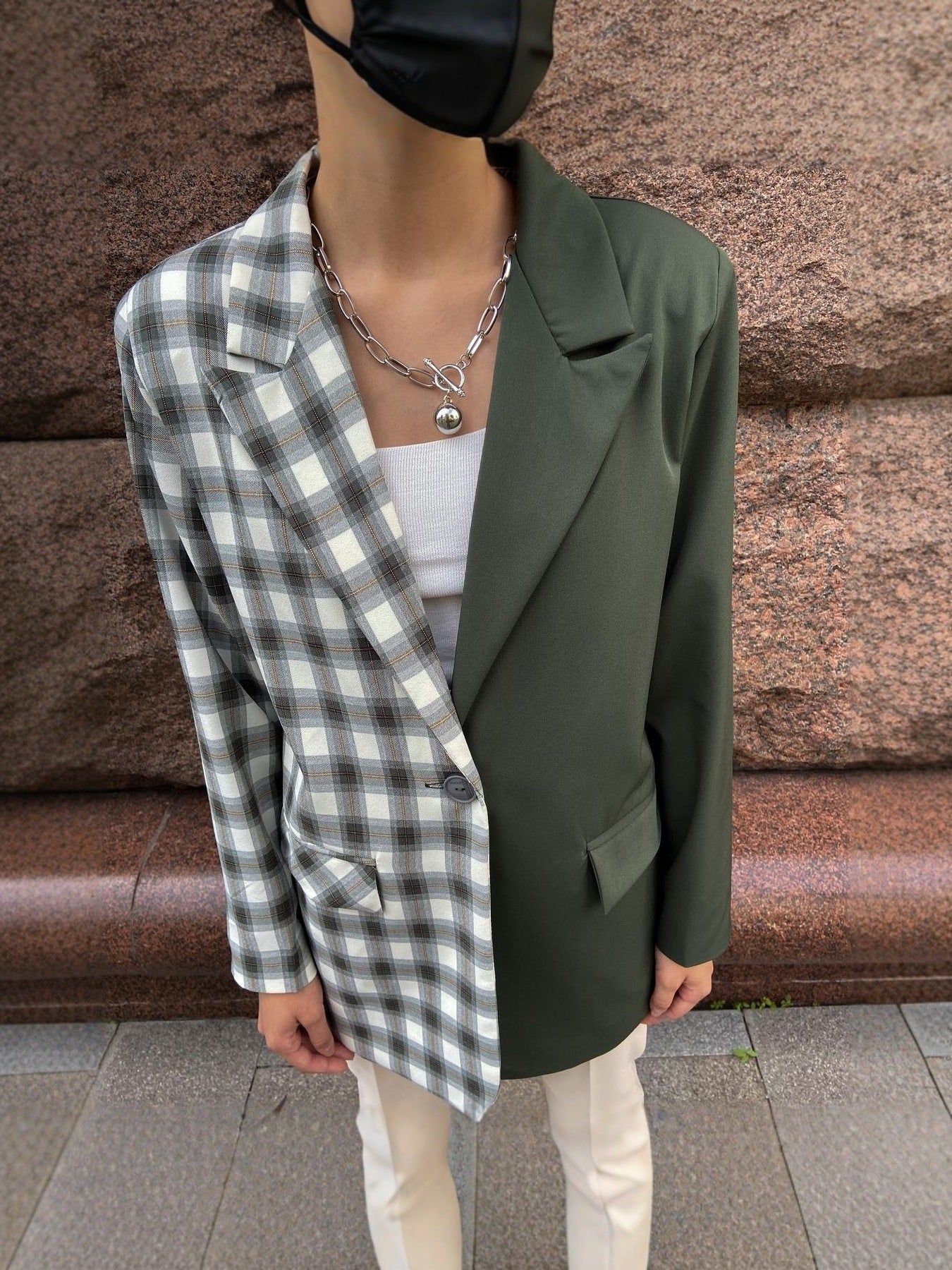 Damen Karierter Blazer mit weichem Schnitt Merchesia