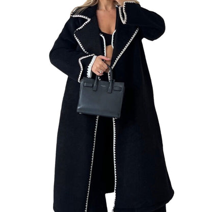 Damen Eleganter und komfortabler Überwurfmantel mit feinen Kontrastnähten Merchesia