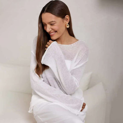 Damen luftiger Oversized-Strickpullover mit weitem Schnitt Merchesia