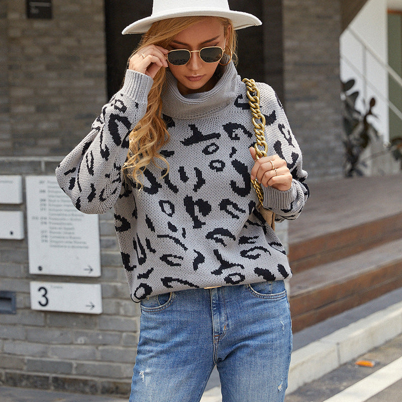 Damen gemütlicher Oversized-Pullover mit trendigem Leopardenmuster Merchesia