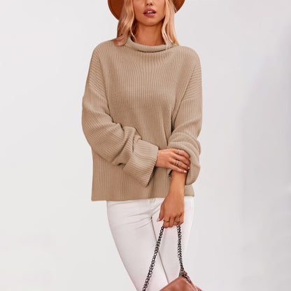 Damen Baumwoll-Pullover mit hohem Kragen Merchesia