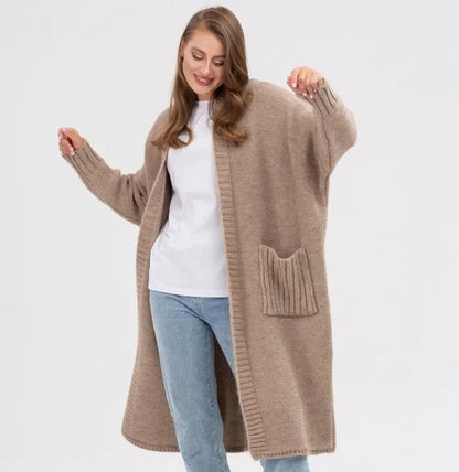 Damen Gemütlicher Strickmantel mit großen Taschen und oversized Schnitt Merchesia