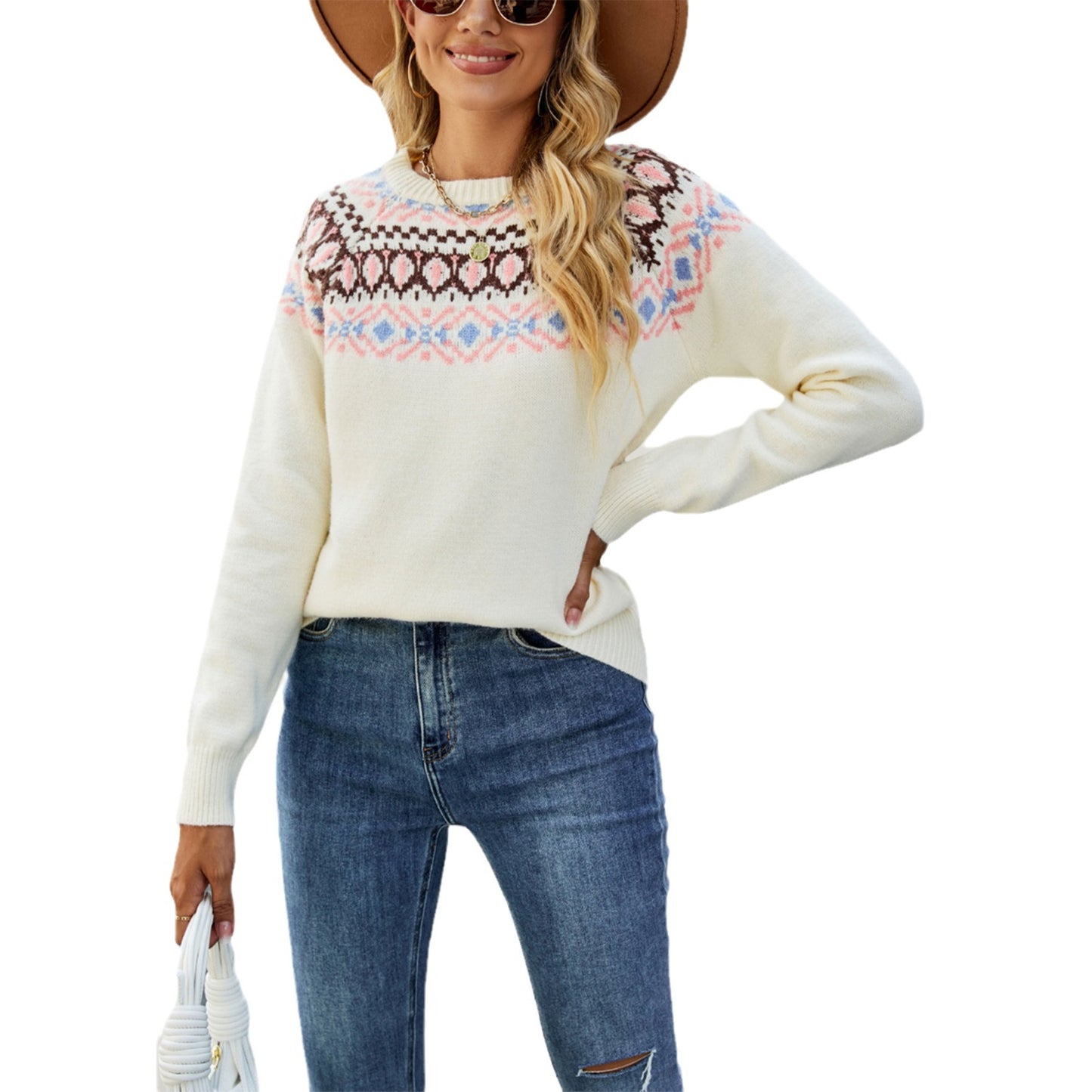 Damen Strickpullover mit trendy Muster Merchesia