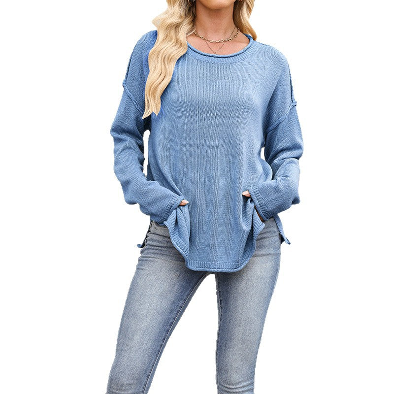 Damen gemütlicher Strickpullover mit weitem Schnitt Merchesia