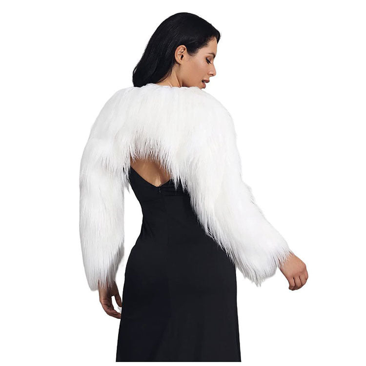 Damen Extravaganter Kunstpelzbolero mit elegantem Schnitt Merchesia