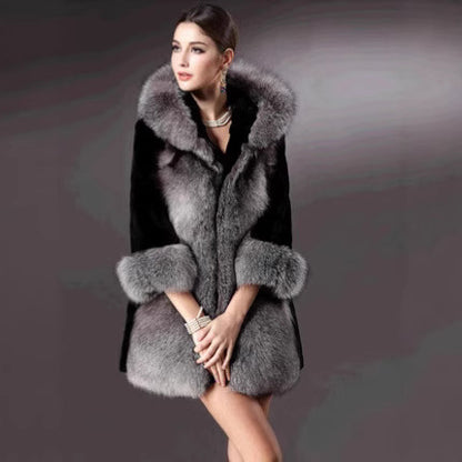 Damen Eleganter und warmer Kunstpelzparka mit Kapuze Merchesia