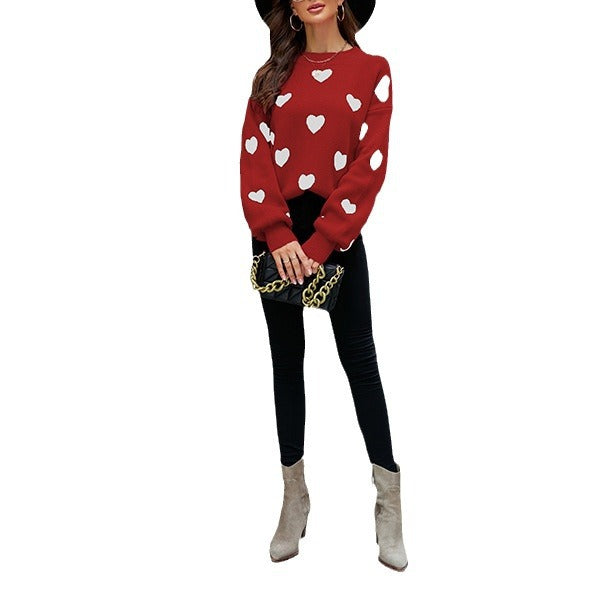 Damen Herzmuster Pullover Merchesia