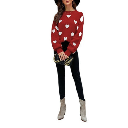 Damen Herzmuster Pullover Merchesia