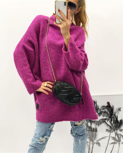 Damen großzügig geschnittener Strickpullover mit weitem Bündchen und modischem Schnitt Merchesia
