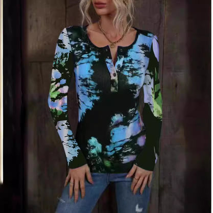 Damen Langarmshirt mit buntem Farbverlauf Merchesia