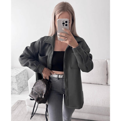 Damen Lässige Overshirtjacke mit praktischen Taschen Merchesia