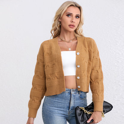 Damen Strickjacke mit strukturiertem Muster und modischen Knöpfen Merchesia