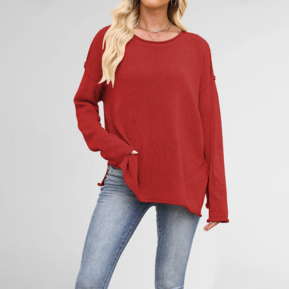 Damen gemütlicher Strickpullover mit weitem Schnitt Merchesia