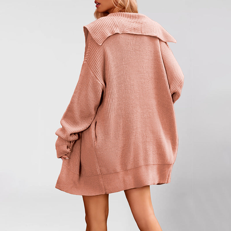 Damen Strickjacke mit Kapuze und weichem Waffelmuster Merchesia