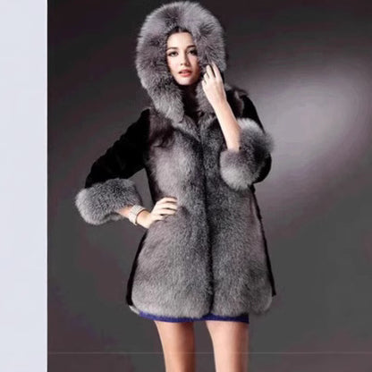 Damen Eleganter und warmer Kunstpelzparka mit Kapuze Merchesia